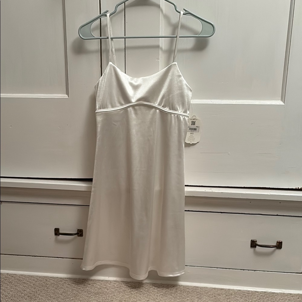 Elegant White Satin Slip Dress